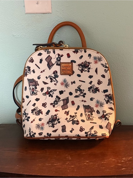 Dooney & Bourke Handbags - Dooney & Bourke White Patriotic Print Mini Backpack with Tan Trim